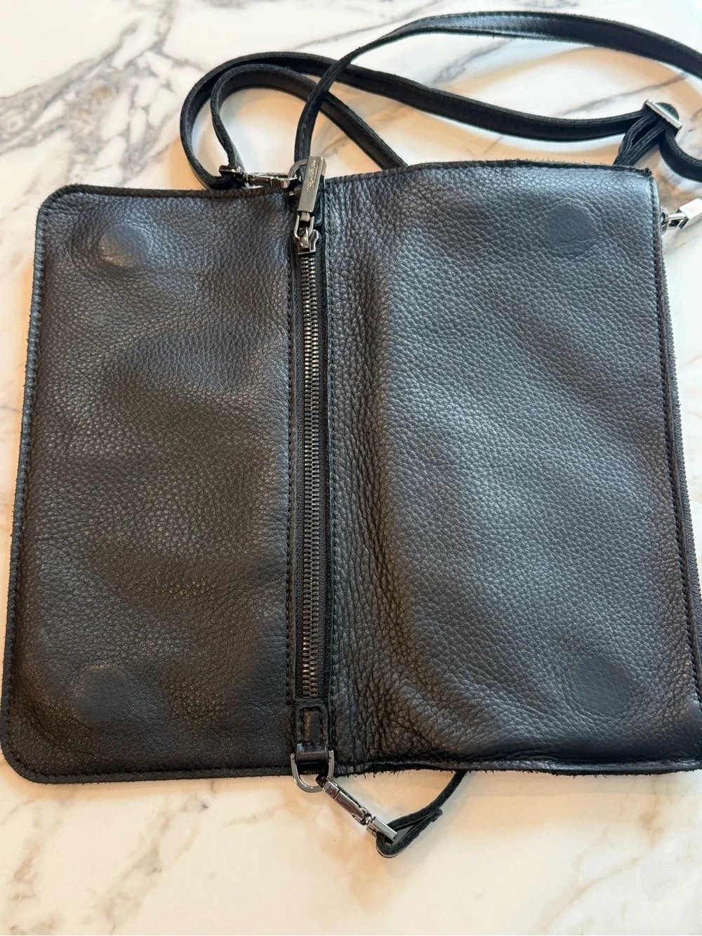 Hammitt Ryan Black Leather Crossbody/Clitch with Gunmetal Studs